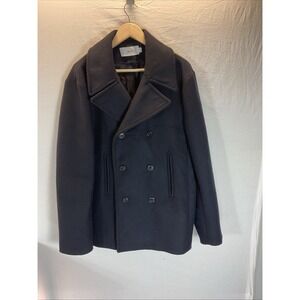 CLOSED Brand Mens XL Black Wool Overcoat peacoat Lined Classic‎ Preppy